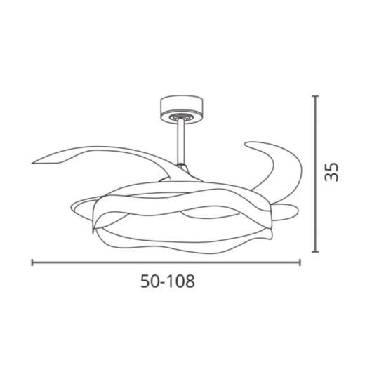 Ventilador de techo Ondas 72W LED 6480lm 6 velocidades aspas retráctiles mando a distancia