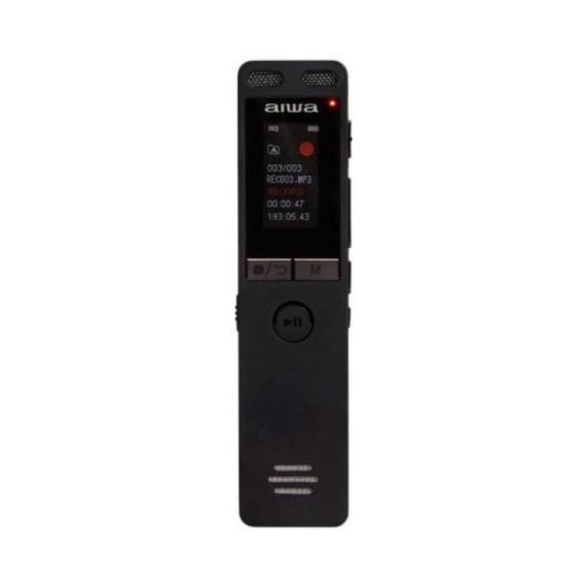 Grabadora de voz Aiwa DVR-A400 negra 16GB USB-C FM Micrófono estéreo