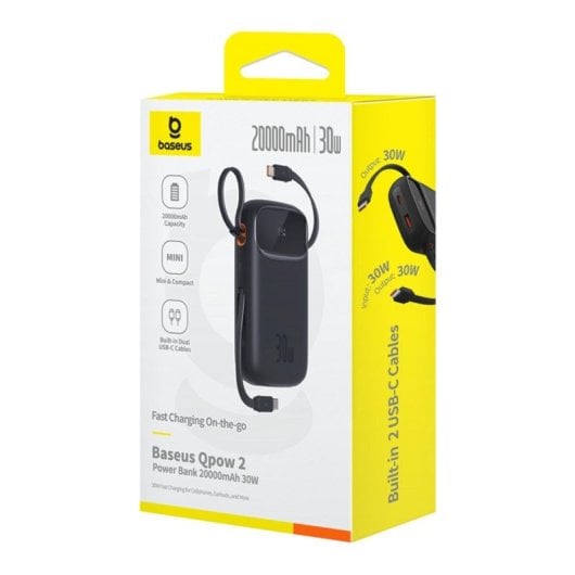 Baseus Powerbank 20000mAh 30W USB Typ-C Schwarz mit LCD-Display und Schnellladung