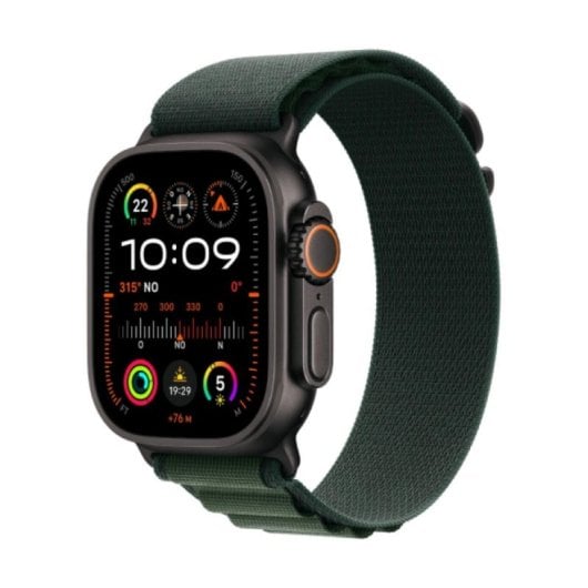 Apple Watch Ultra 2 49mm Titan Noir 4G Boucle Alpine Verte Taille M
