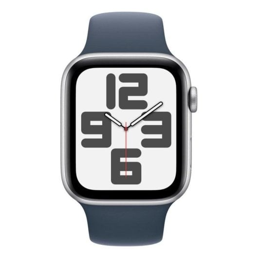 Apple Watch SE GPS NFC 44mm OLED Argent Bleu M/L Suivi sommeil Pulsomètre Étanche 50m