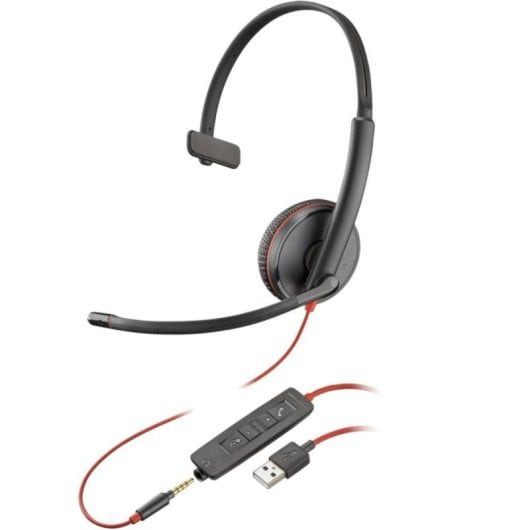 HP Poly POLY Blackwire 3215 Headset USB-A e 3,5 mm com Microfone e Cancelamento de Ruido Preto