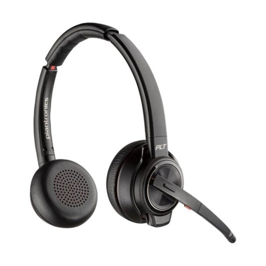 Poly Savi 8220 Office Headset DECT Sem Fios Bluetooth com Cancelamento Ativo de Ruido e Microfone Preto