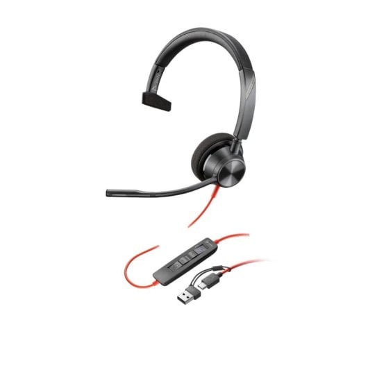 Poly Blackwire 3310-M Headset USB-C com Cancelamento de Ruído Preto