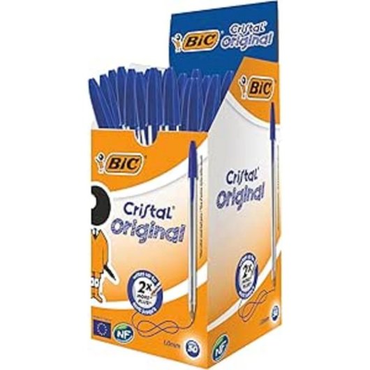 BIC Cristal Original Stylo à bille 1.0 mm, 50 unités, Bleu