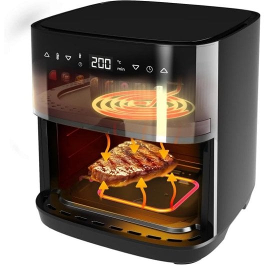 Freidora de aire Cecotec DuoHeat 8L 2200W con doble resistencia, grill y plancha