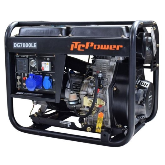 ITCPower Gerador Diesel DG7800LE 6 kW 12 HP 6 kVA Autonomia 12 h