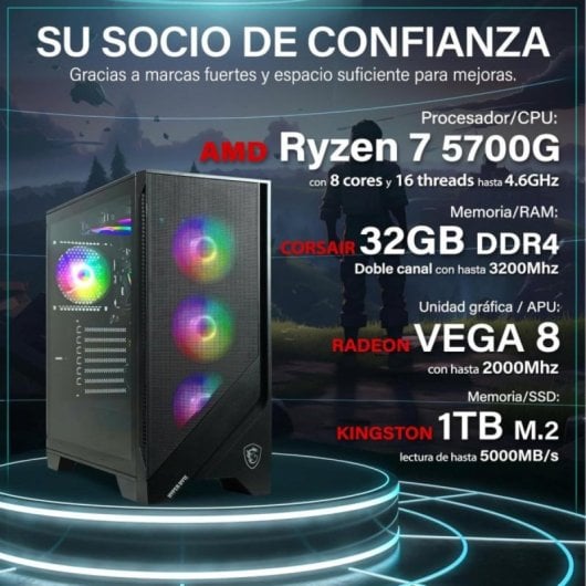 PC Gaming 4K AMD Ryzen 7 5700G/32GB RAM/SSD 1000GB
