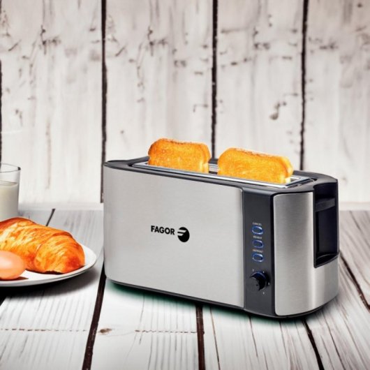Tostadora 1000W 2 rebanadas con ranura extra larga