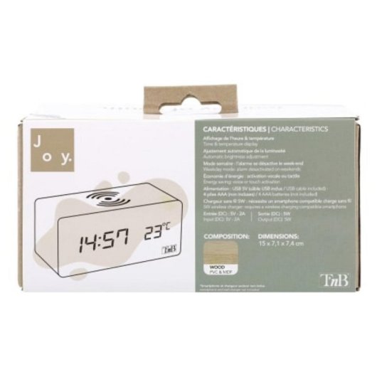 Alarmuhr PcComponentes Digital mit 10W-Wireless-Ladestation, LCD-Display, Thermometer und 3 Alarmen