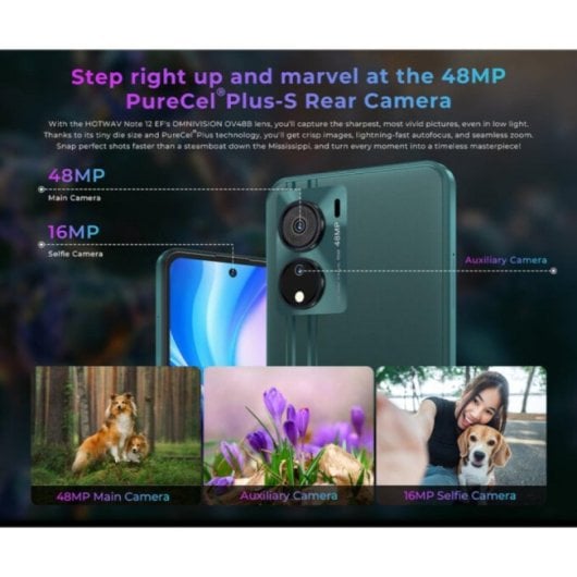 Smartphone HOTWAV Note 12 EF 4GB 128GB 4G Android 14 48MP GPS Huella OTG
