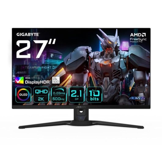 Moniteur GIGABYTE AORUS FO27Q5P 27" QHD 500 Hz OLED KVM G-SYNC FreeSync Premium Pro DisplayHDR True Black 500