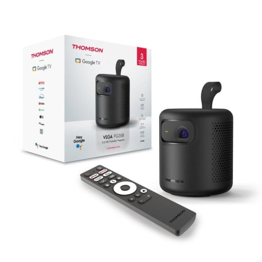 Projetor Thomson Vega PG35B FullHD 350 Lúmenes 100" LED DLP Google TV Portátil