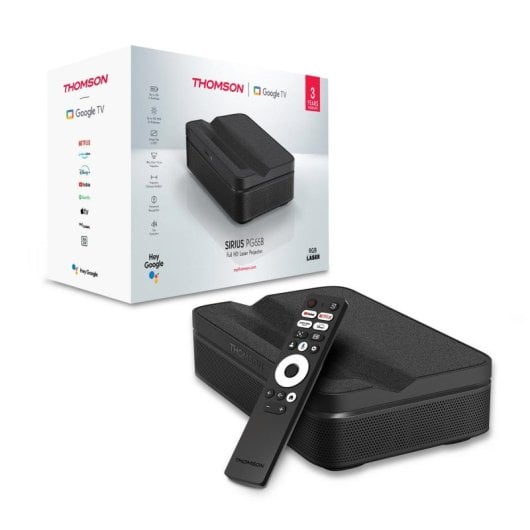 Projecteur Thomson Sirius PG55B 4K 600 Lumens 100" Laser DLP Google TV Portable Ultra Courte Focale
