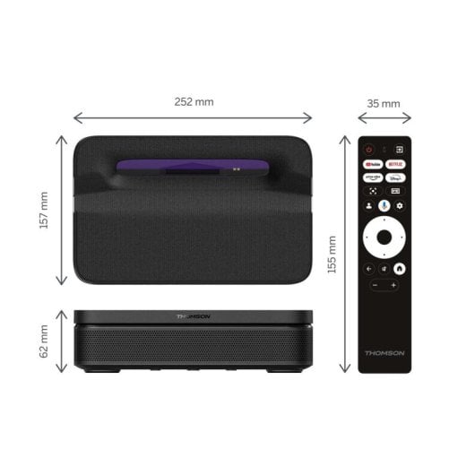 Projecteur Thomson Sirius PG55B 4K 600 Lumens 100" Laser DLP Google TV Portable Ultra Courte Focale