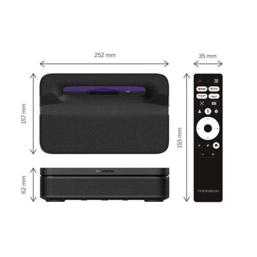 Projecteur Thomson Sirius PG55B FullHD 600 Lumens 100'' Laser LCD Google TV Portable Ultra-courte focale