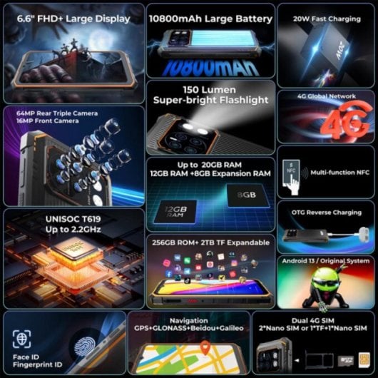Smartphone HOTWAV Cyber 13 Pro 12GB 256GB Android 13 10800mAh 64MP GPS NFC