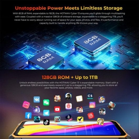 Smartphone HOTWAV Cyber 13 8GB 128GB 4G 10800mAh Android 14 GPS NFC