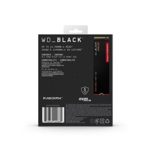 Disco Duro Western Digital SN8100 1TB SSD PCIe 5.0x4 14900MB/s NVMe