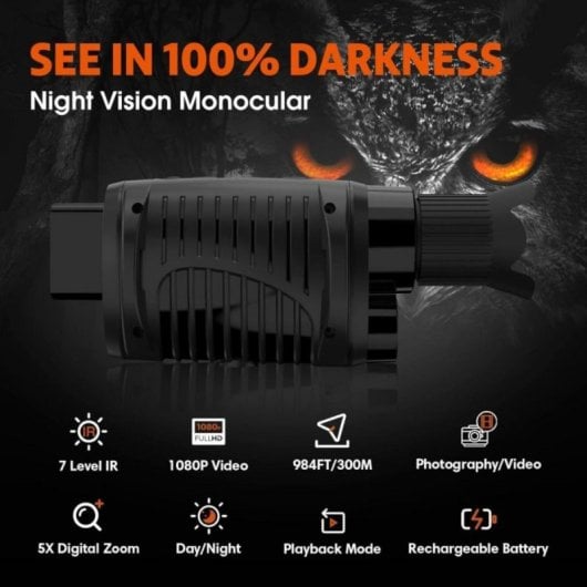 Monocular Vision Nocturna 1.54" HD 5X Zoom 984 ft IR 850nm