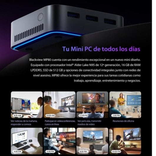 PC de bureau Blackview MP80 Intel N95 16GB DDR5 512GB SSD Win 11 Pro