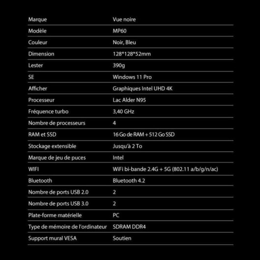 Mini PC Blackview MP60 Intel Alder Lake N95 16GB 512GB SSD UHD Graphics Windows 11
