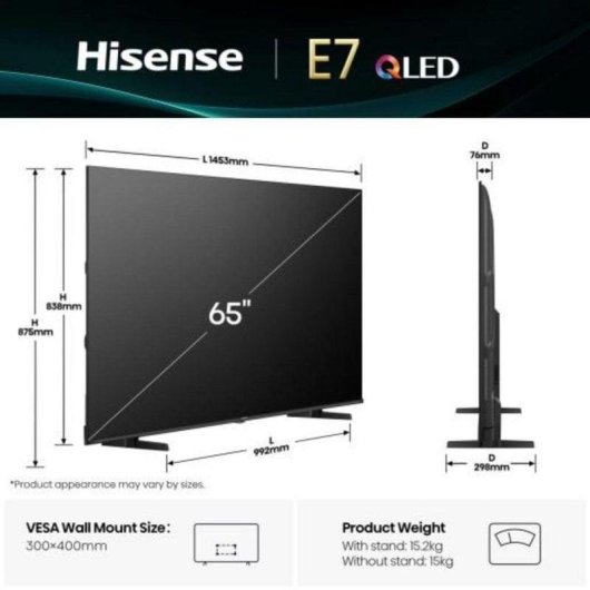 TV Hisense QLED 65E77Q 65" 4K UltraHD 60Hz Smart TV VIDAA HDR10 Dolby Vision