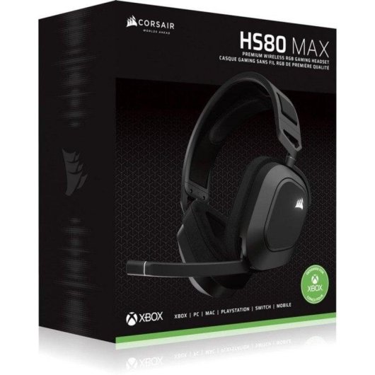 Casque Corsair HS80 MAX sans fil 2.4 GHz Bluetooth Dolby Atmos Microphone gris