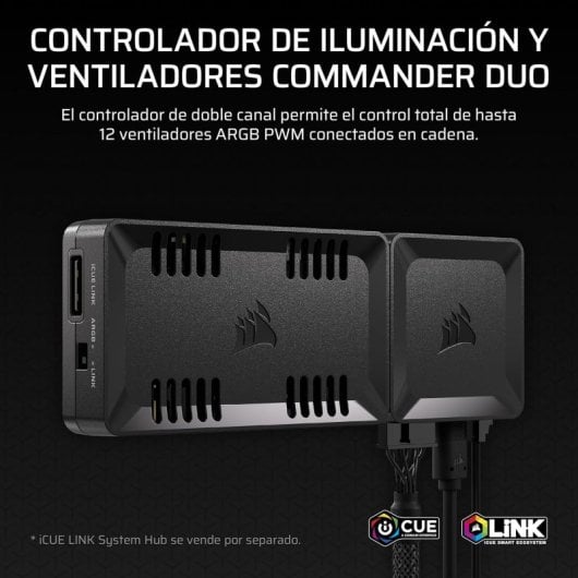 Contrôleur ventilateur et éclairage Corsair COMMANDER DUO iCUE LINK, 12 ventilateurs, ARGB Daisy-Chain, noir