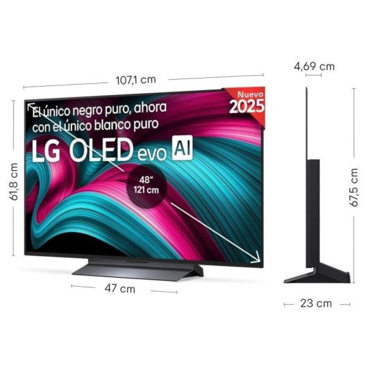 TV LG OLED evo AI OLED48C56LB 48" 4K UltraHD 120Hz Smart TV WebOS HDR10 FreeSync