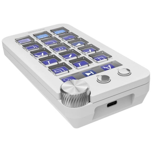 Console de contrôle Mars Gaming MSD-neo 15 touches, molette LCD et double bouton, Windows et macOS 10.15+, blanc