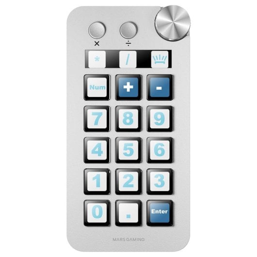 Console de contrôle Mars Gaming MSD-neo 15 touches, molette LCD et double bouton, Windows et macOS 10.15+, blanc