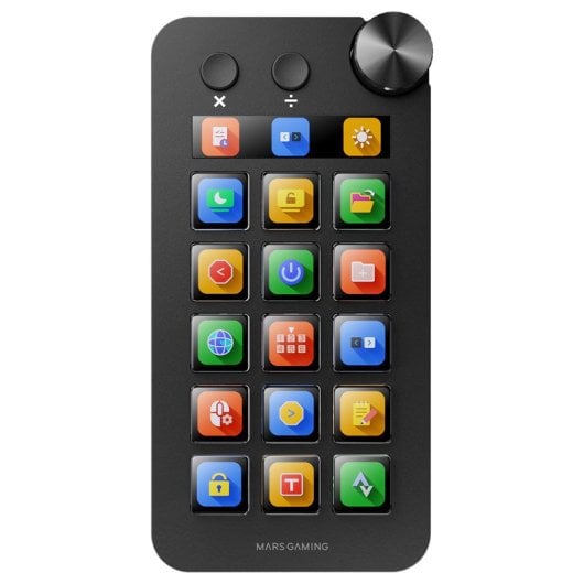 Console de contrôle Mars Gaming MSD-neo 15 touches, molette LCD et double bouton, compatible Windows et macOS 10.15+, noir