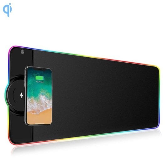 Tappetino Gaming Qi Wireless RGB 15W superfice microtesturizzata base antiscivolo
