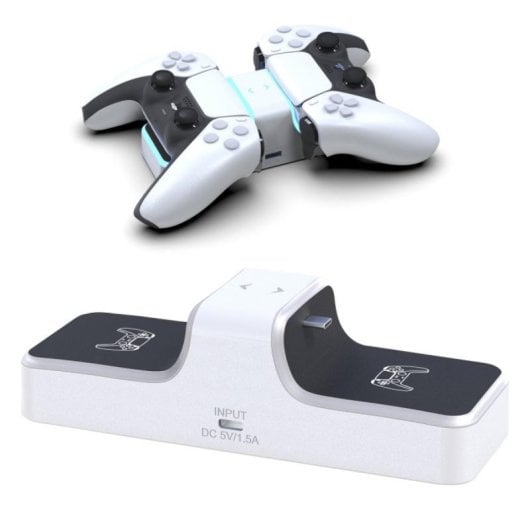 Caricatore Dual PS5 USB Tipo C LED Antiscivolo Protezione Totale