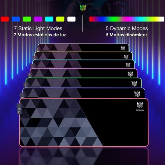 Dam Electronics DMAN0104C00 Tapete Gaming LED XXL com USB, Lycra, Antiderrapante e Memória