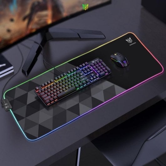 Dam Electronics DMAN0104C00 Tapete Gaming LED XXL com USB, Lycra, Antiderrapante e Memória
