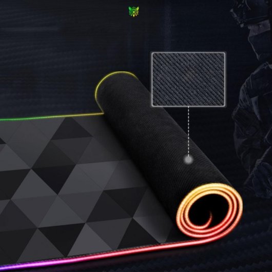 Dam Electronics DMAN0104C00 Tapete Gaming LED XXL com USB, Lycra, Antiderrapante e Memória