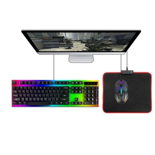 Gaming-Mauspad RGB LED 30x25 cm 4 mm rutschfeste Basis Memory USB
