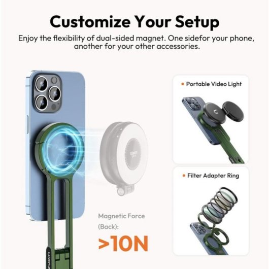 Supporto Magnete per Treppiede Universale Clip Moschettone Alluminio Rotazione 360°