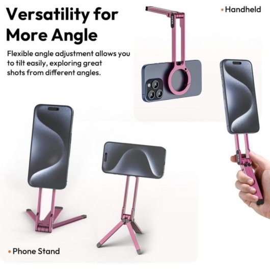 Supporto magnetico per treppiede universale con moschettone, MagSafe, alluminio, rotazione 360°