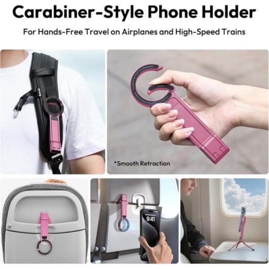 Supporto magnetico per treppiede universale con moschettone, MagSafe, alluminio, rotazione 360°
