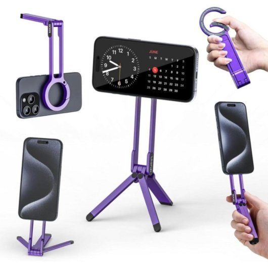 Supporto magnetico per treppiede universale Alluminio Clip moschettone Rotazione 360°