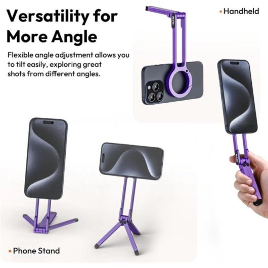 Supporto magnetico per treppiede universale Alluminio Clip moschettone Rotazione 360°