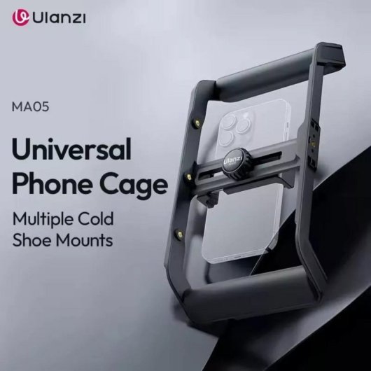 Gabbia per smartphone Ulanzi MA05 con rotazione 360°, compatibile universale, maniglia leggera e telecomando 10 m