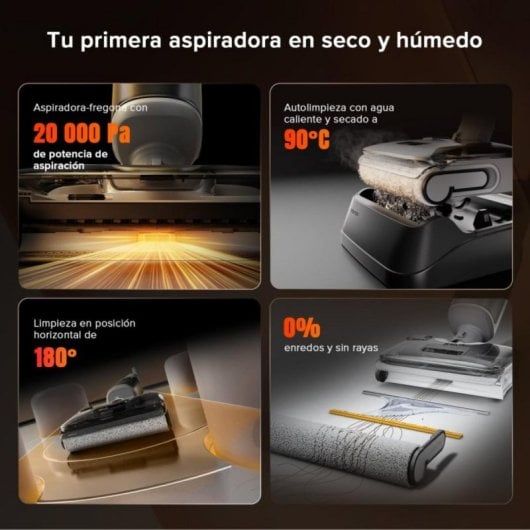 Aspirador Sem Fios Roborock F25 GT 20000Pa Autolimpeza água quente autonomia 35min