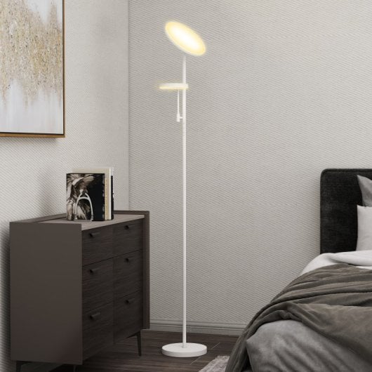 Homcom Lámpara De Pie Led Regulable 42w Con Control Remoto Y Táctil Blanco