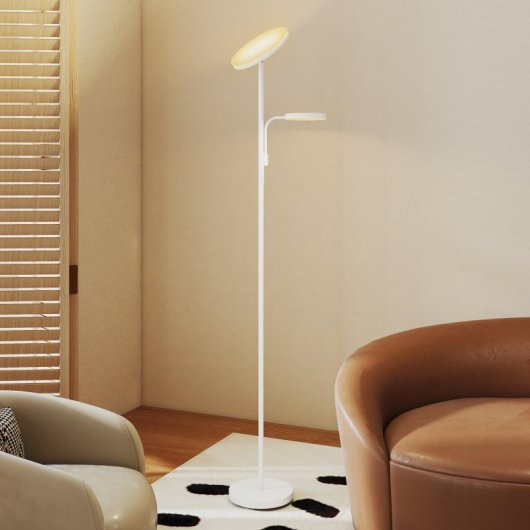 Homcom Lámpara De Pie Led Regulable 42w Con Control Remoto Y Táctil Blanco