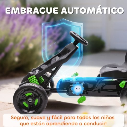 Aiyaplay Kart Pedales Para Niños De +3 Años Con Embrague Automático Verde