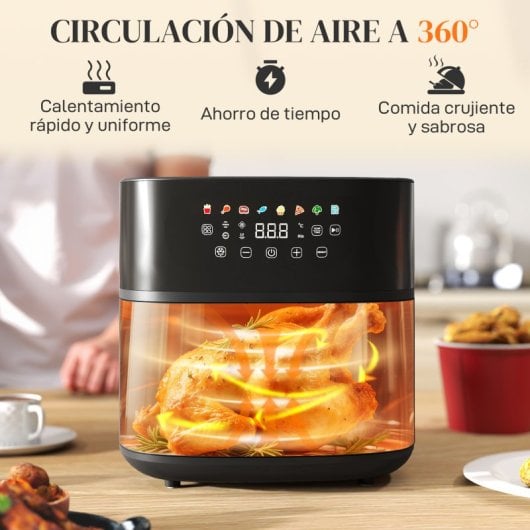 Homcom Freidora De Aire 8 L 1700 W Circulación De Aire Caliente A 360° Negro